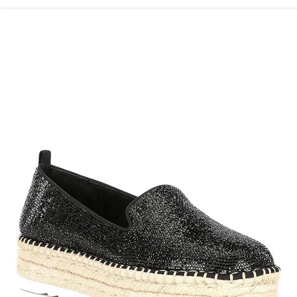 Gianni Bini 12 Kaden Black Rhinestone Espadrille Platform, NIB